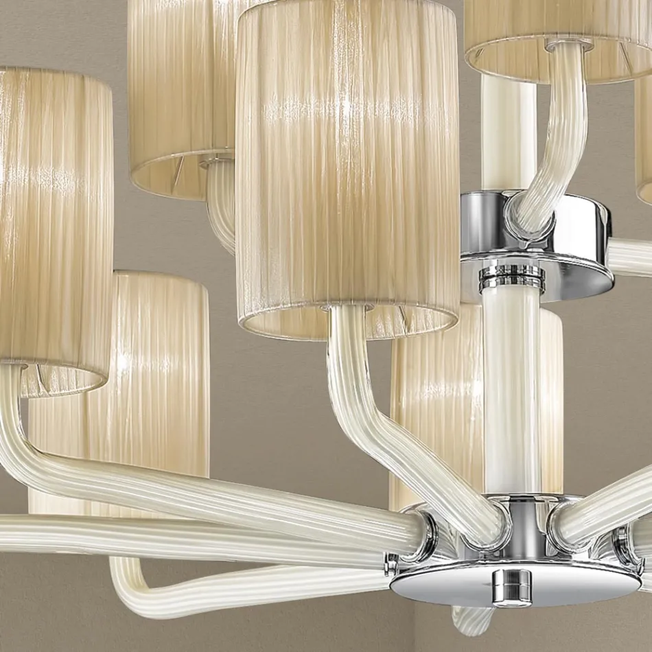 12 Lights Chandelier in Venice Glass and Metal Made in Italy - Graham Viadurini