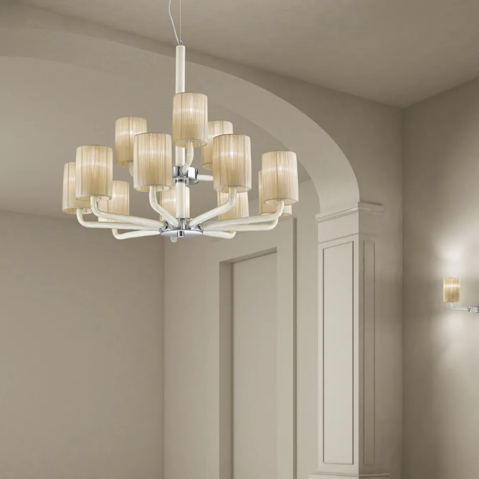 12 Lights Chandelier in Venice Glass and Metal Made in Italy - Graham Viadurini