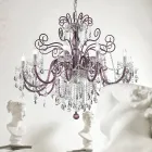 12 Lights Amethyst Venetian Glass Chandelier Made in Italy - Florentine Viadurini