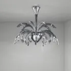 15 Lights Chandelier in Venetian Glass and Chrome Metal Made in Italy - Jason Viadurini