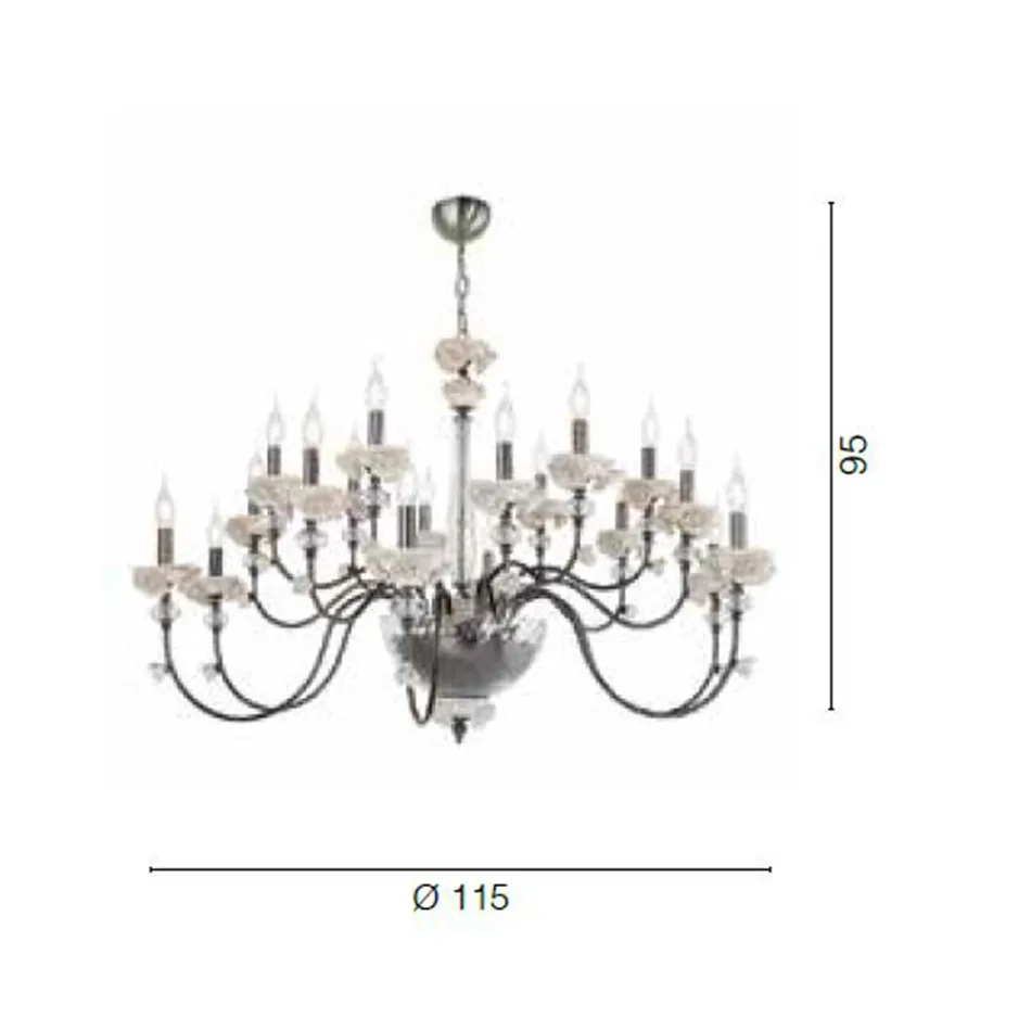 Classic 18 Lights Chandelier in Porcelain and Luxury Blown Glass - Eteria Viadurini