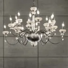 Classic 18 Lights Chandelier in Porcelain and Luxury Blown Glass - Eteria Viadurini