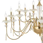 Classic 18 Lights Chandelier in Glass, Crystal and Luxury Metal - Flanders Viadurini