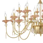 Classic 18 Lights Chandelier in Glass, Crystal and Luxury Metal - Flanders Viadurini