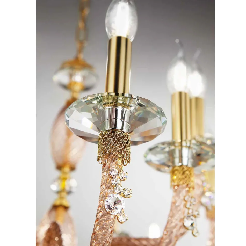 Classic 18 Lights Chandelier in Blown Glass and Hand Details - Phaedra Viadurini