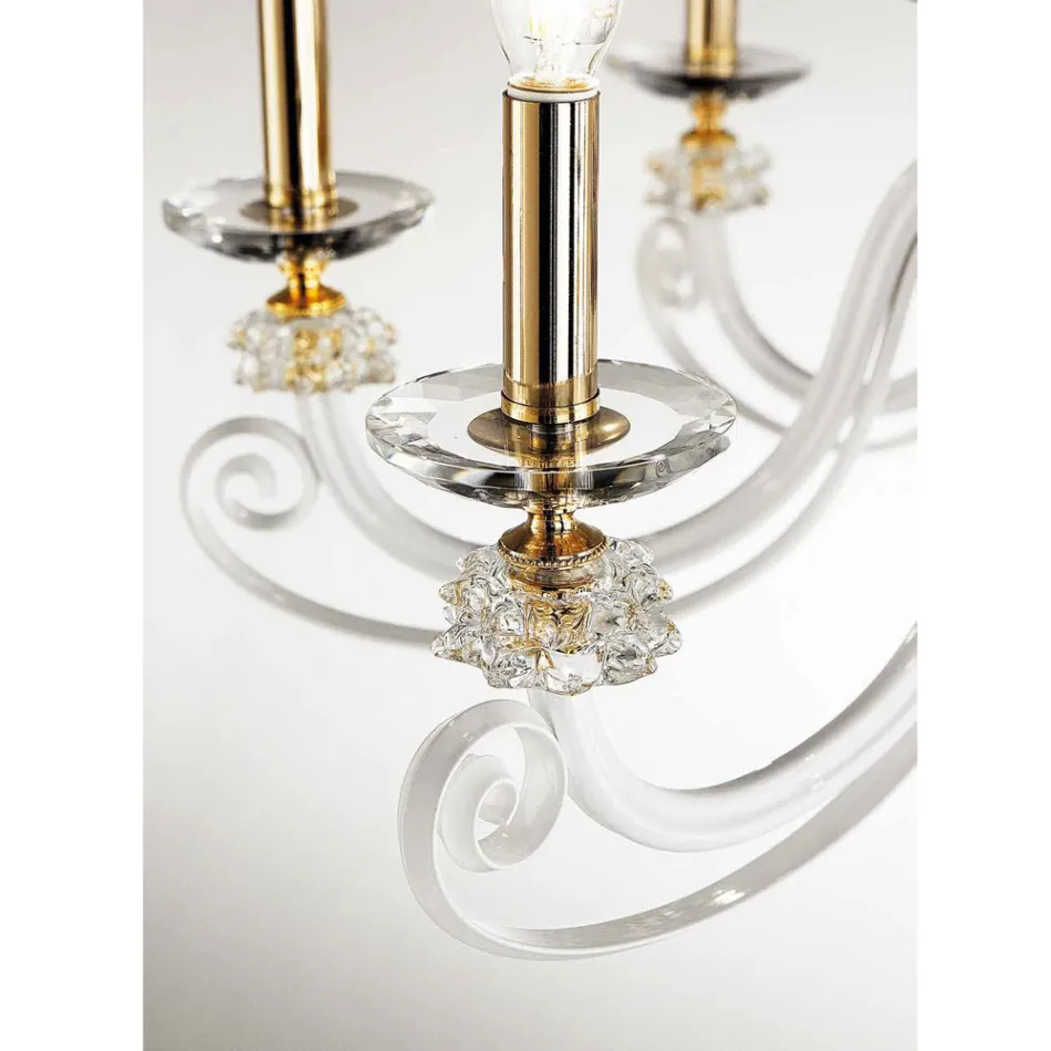 18 Lights Chandelier in Blown Glass and Classic Luxury Crystal - Cassea Viadurini