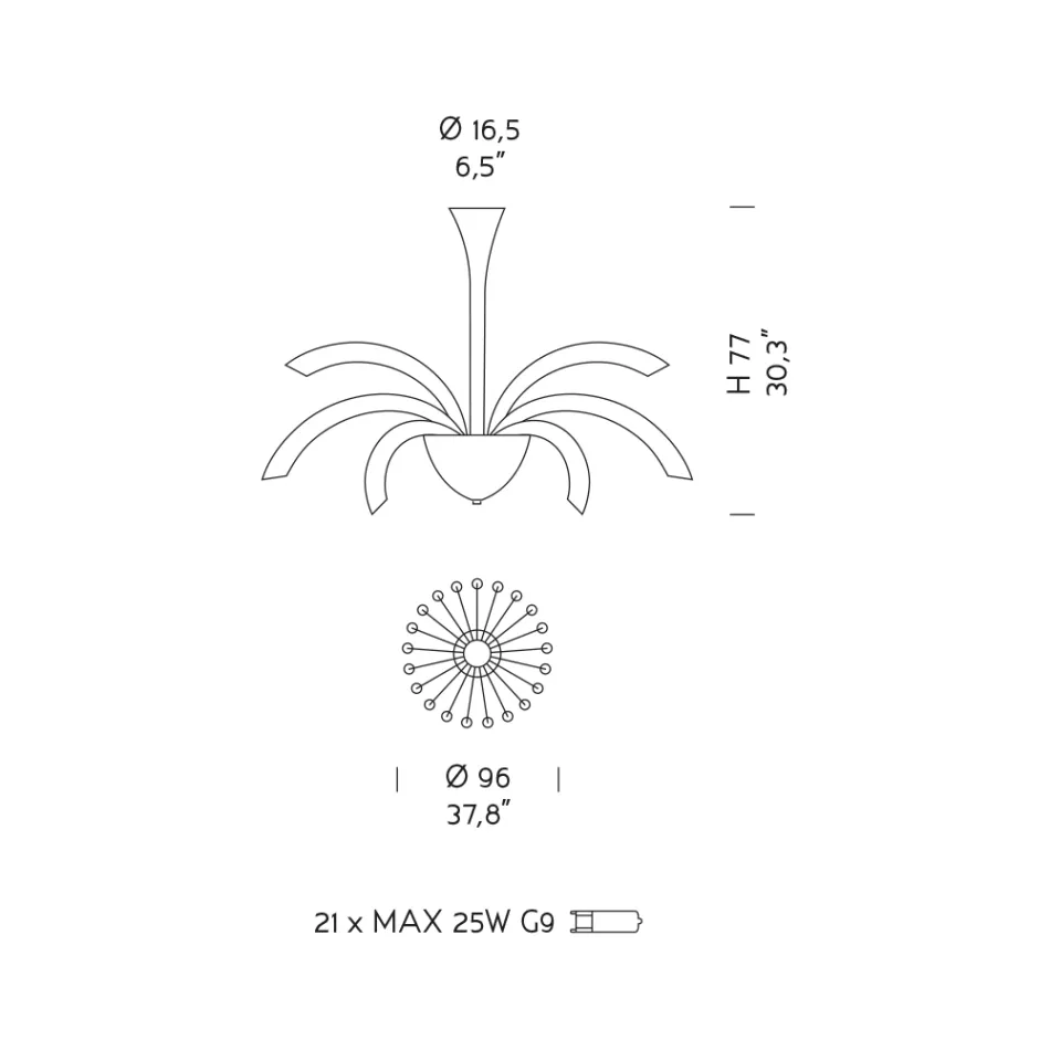 Chandelier 21 Lights in Handcrafted Venice Glass and Metal - Jason Viadurini