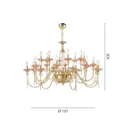 Classic 24 Lights Chandelier in Glass, Crystal and Luxury Metal - Flanders Viadurini