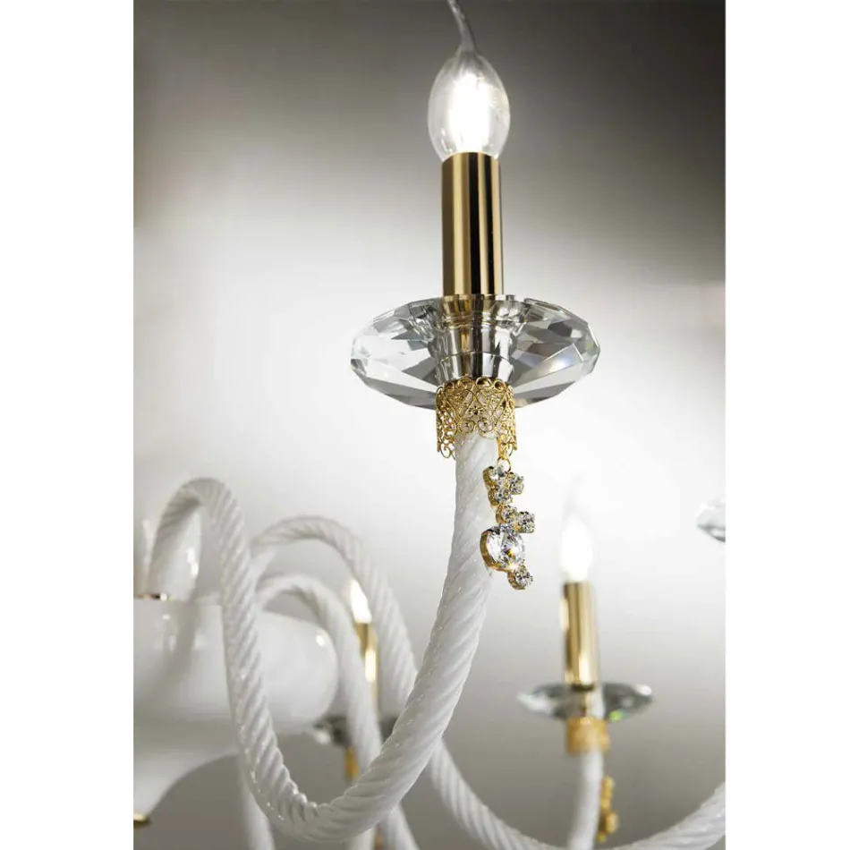 Classic 24 Lights Chandelier in Blown Glass and Hand Details - Phaedra Viadurini