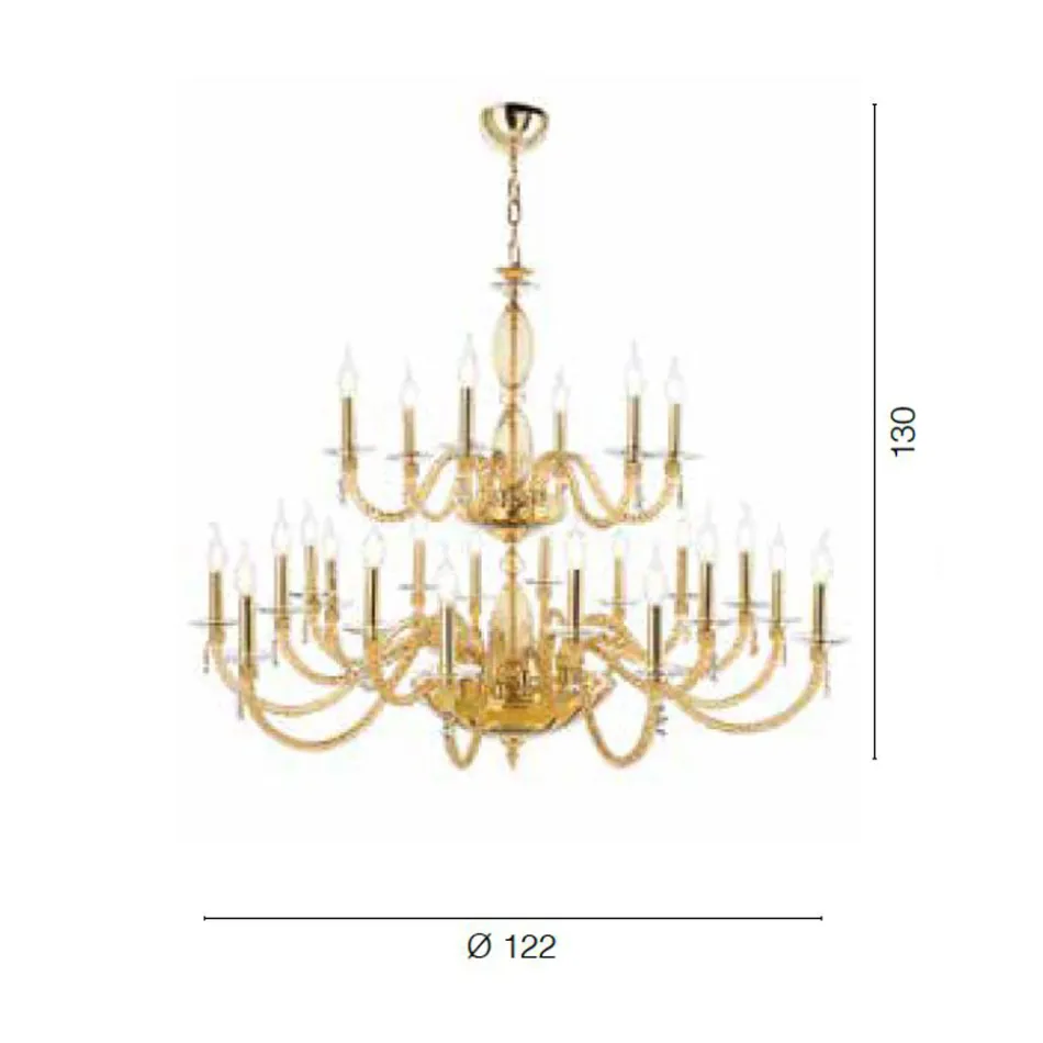 Classic 24 Lights Chandelier in Blown Glass and Hand Details - Phaedra Viadurini