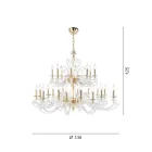 24 Lights Chandelier in Blown Glass and Classic Luxury Crystal - Cassea Viadurini