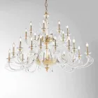24 Lights Chandelier in Blown Glass and Classic Luxury Crystal - Cassea Viadurini
