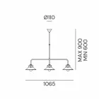 3 Lights Chandelier in Brass Vintage Design Made in Italy - Cascina by Il Fanale Viadurini