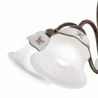 3 or 5 Lights Chandelier in Iron, Hand Painted Ceramic and Glass - Ferrara Viadurini