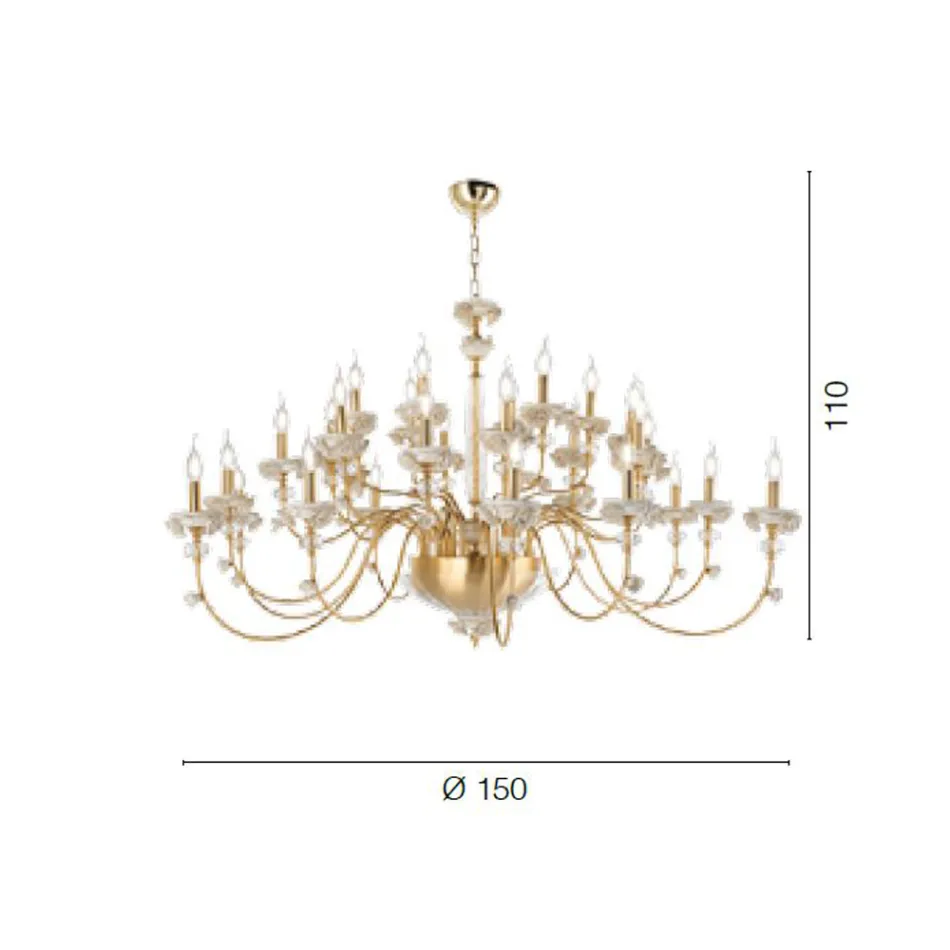 Classic 30 Lights Chandelier in Porcelain and Luxury Blown Glass - Eteria Viadurini