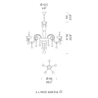 5 Lights Chandelier in Venetian Glass and Metal Classic - Florentine Style Viadurini