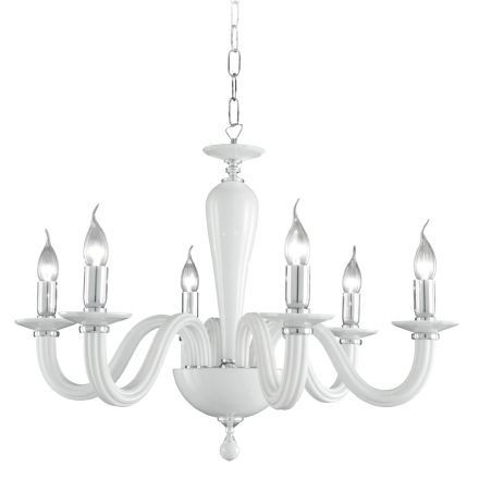 Classic 6 Lights Chandelier in Italian Handmade Transparent Glass - Rapallo Viadurini