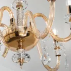 Chandelier 6 Lights Classic Italian Glass Handmade Amber - Similo Viadurini