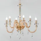 Chandelier 6 Lights Classic Italian Glass Handmade Amber - Similo Viadurini