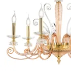 6 Lights Chandelier in Blown Glass and Classic Luxury Crystal - Cassea Viadurini