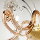 6 Lights Chandelier in Blown Glass and Classic Luxury Crystal - Cassea Viadurini