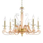 6 Lights Chandelier in Blown Glass and Classic Luxury Crystal - Cassea Viadurini