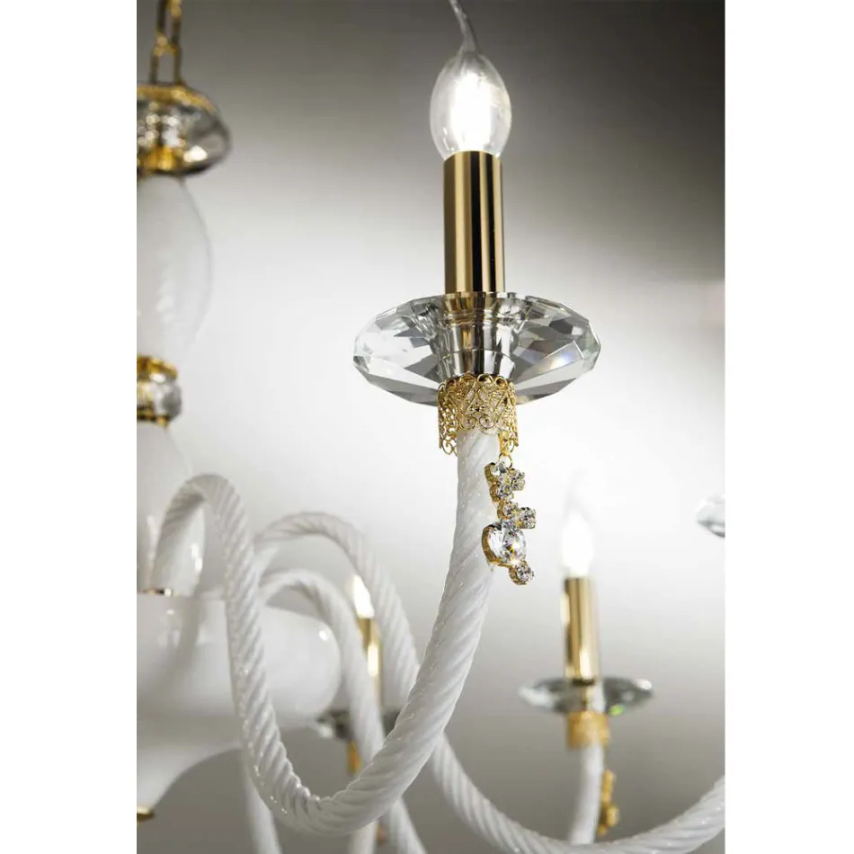 Classic 8 Lights Chandelier in Blown Glass and Hand Details - Phaedra Viadurini