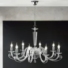 Classic 8 Lights Chandelier Italian Handcrafted Glass and Crystal - Malaysia Viadurini