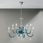 Chandelier 8 Lights Classic Italian Glass Handcrafted Teal - Similo Viadurini