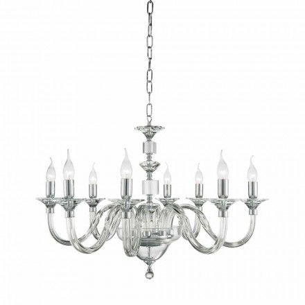 Chandelier 8 glass desgin lights with Ivy crystal decorations Viadurini