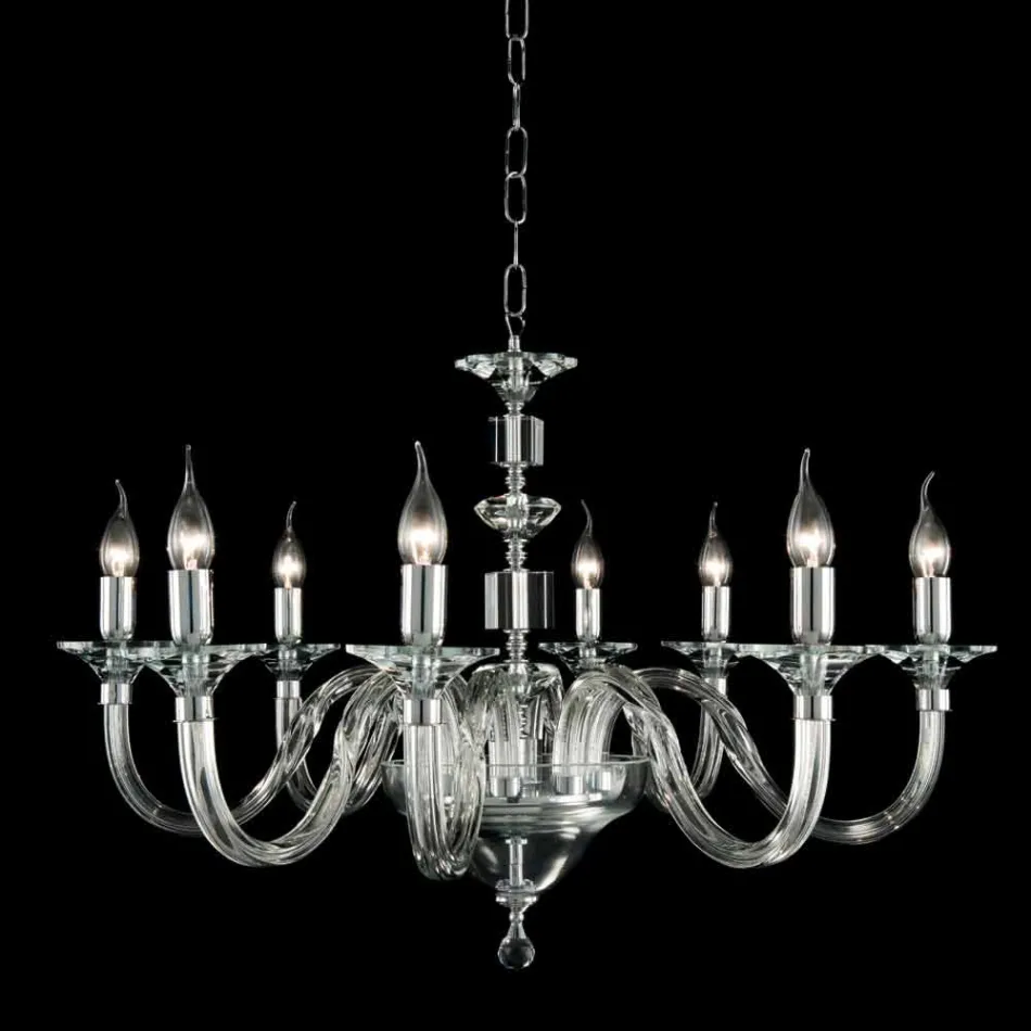 Chandelier 8 glass desgin lights with Ivy crystal decorations Viadurini
