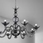 8 Lights Chandelier in Venice Glass and Metal Made in Italy - Foscarino Viadurini