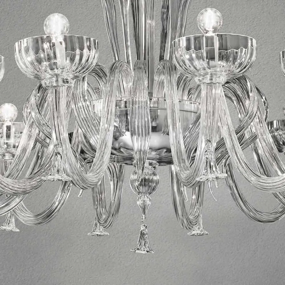 12 Light Handmade Venetian Glass Chandelier, Made in Italy - Regina Viadurini