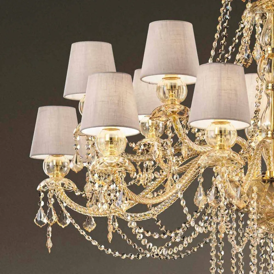 Chandelier with 16 Lights Handmade in Venice Glass, Made in Italy - Milagros Viadurini