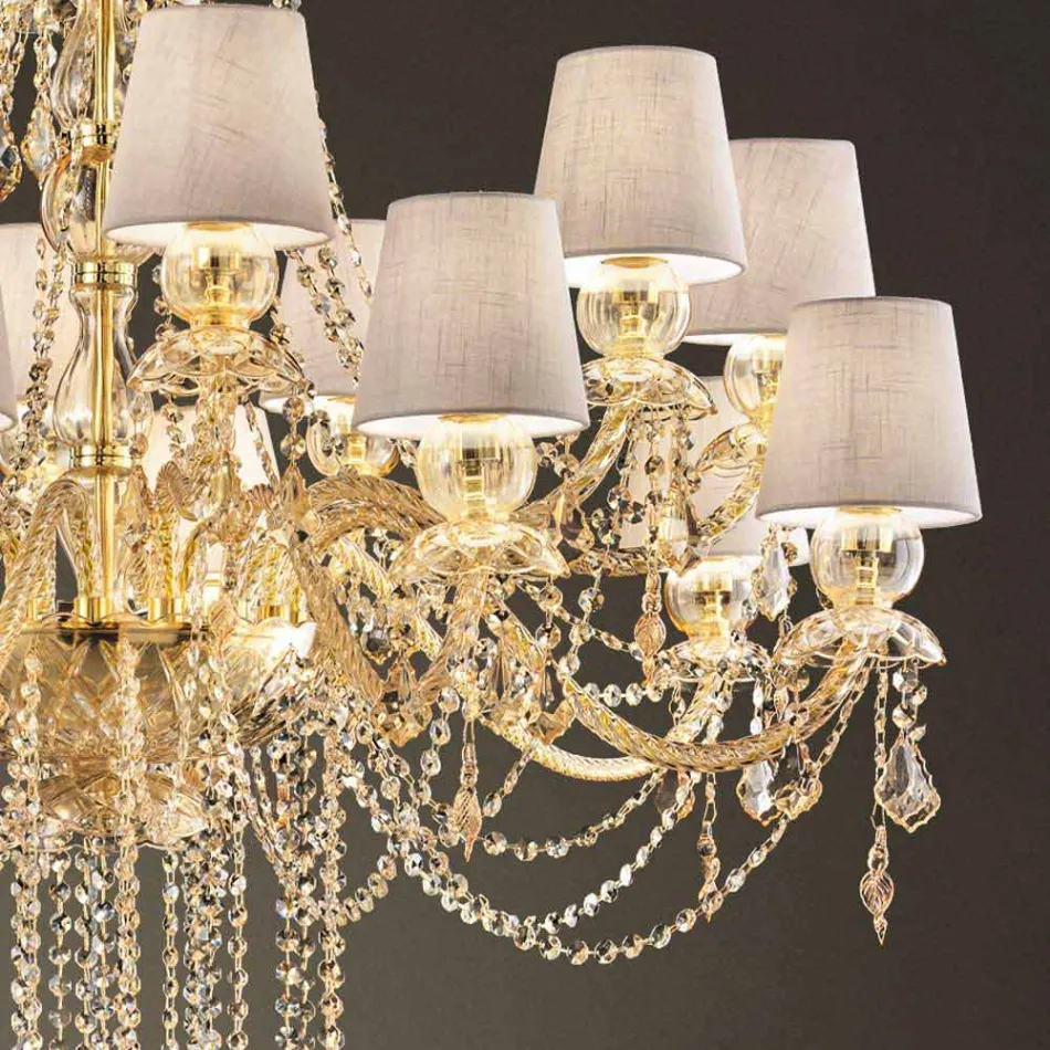 Chandelier with 16 Lights Handmade in Venice Glass, Made in Italy - Milagros Viadurini