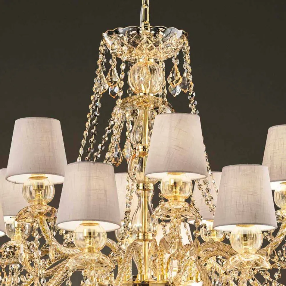 Chandelier with 16 Lights Handmade in Venice Glass, Made in Italy - Milagros Viadurini