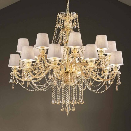 Chandelier with 16 Lights Handmade in Venice Glass, Made in Italy - Milagros Viadurini