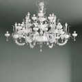 Chandelier with 27 Lights in White Venice Glass, Handmade in Italy - Regina