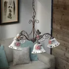 Handmade Ceramic 3 or 5 Light Chandelier with Passanastri - Naples Viadurini