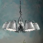 3 or 5 Light Ceramic Chandelier with Hand Painted Embroidery Effect - Ravenna Viadurini
