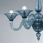 5 Lights Artisan Glass Chandelier from Venice, Made in Italy - Margherita Viadurini