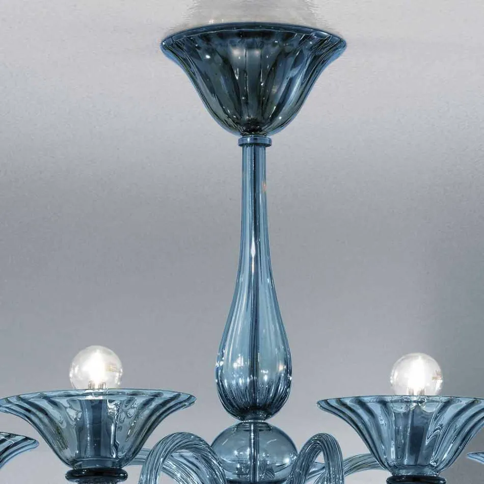 5 Lights Artisan Glass Chandelier from Venice, Made in Italy - Margherita Viadurini