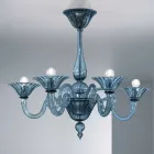 5 Lights Artisan Glass Chandelier from Venice, Made in Italy - Margherita Viadurini