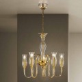 5 Lights Venetian Glass Chandelier Handmade in Italy - Vittoria