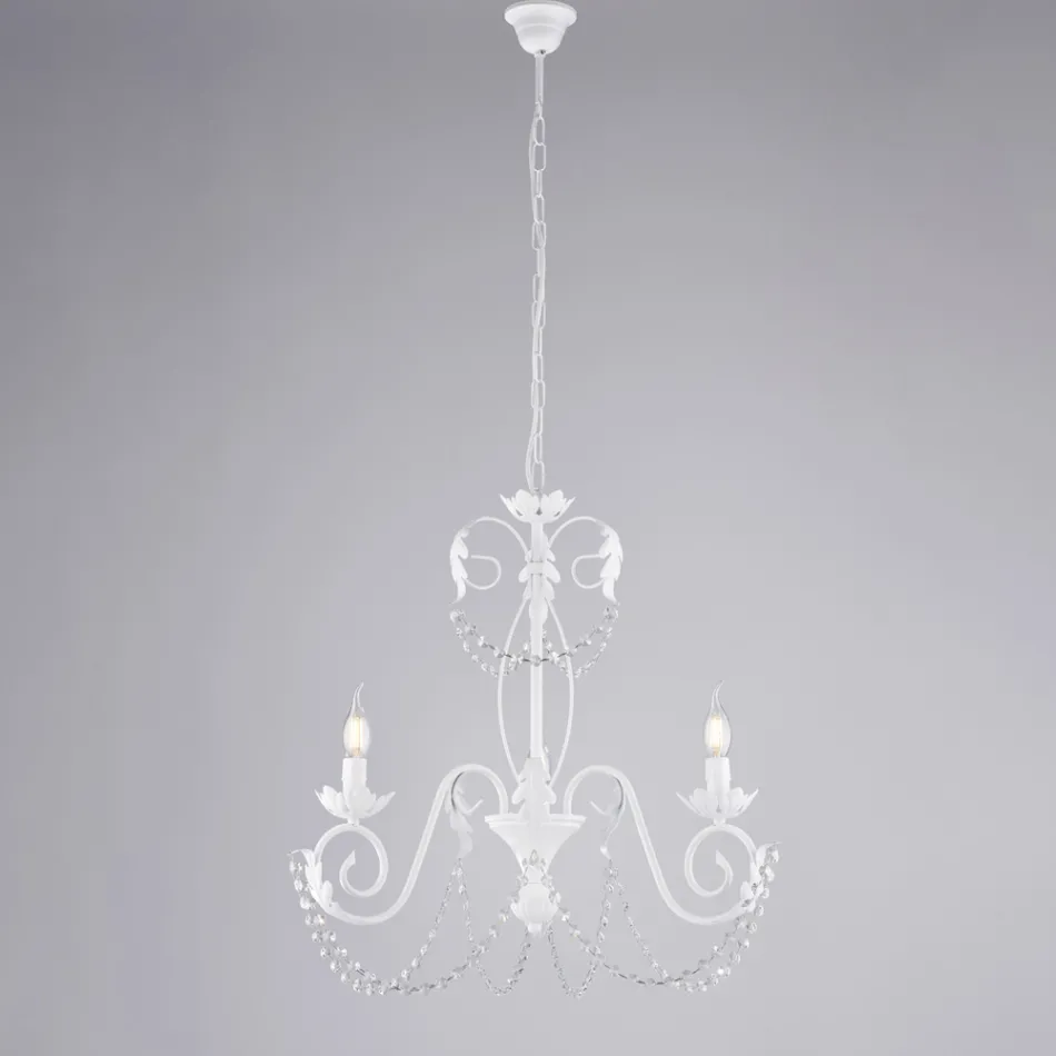 5-light chandelier in metal and crystal for dramatic lighting – Perla Viadurini