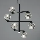6 Lights Chandelier in Painted Metal with Glass Diffusers - Lido Viadurini