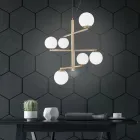 6 Lights Chandelier in Painted Metal with Glass Diffusers - Lido Viadurini