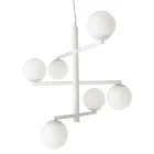 6 Lights Chandelier in Painted Metal with Glass Diffusers - Lido Viadurini