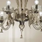 6 Light Venetian Glass Chandelier, Handmade in Italy - Regina Viadurini