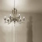 6 Light Venetian Glass Chandelier, Handmade in Italy - Regina Viadurini